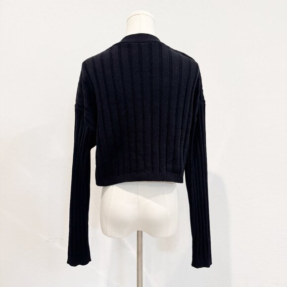 Abound Ribbed Knit Button Up Cardigan Sweater Preppy Academia Nordstrom Black XL - Picture 9 of 9